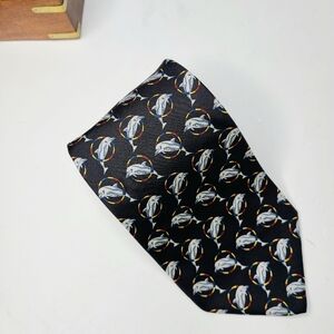 Brooks Brothers Swimming Dolphins Print Made In USA Vintage Silk Tie